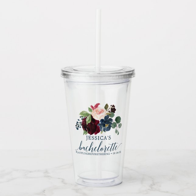 Burgundy Navy Bachelorette Party Favorumbler Take Away Mugg (Framsida)