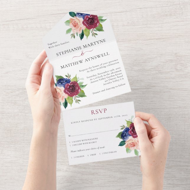 Burgundy Navy  Blommigt Fall Wedding (Avrivbar del)