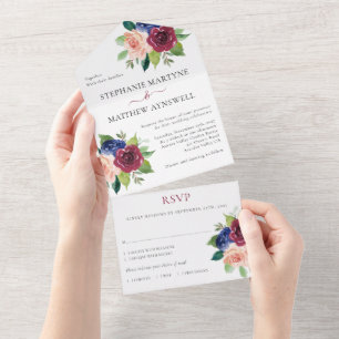 Burgundy Navy Blommigt Fall Wedding