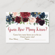 Burgundy & Navy Blommigt Gissa hur många Kisses-sp