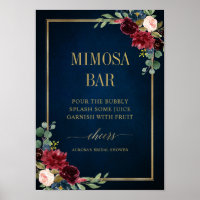 Burgundy Navy  Blommigt Guld Mimosa Pub