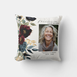 Burgundy Navy Blommigt Photo KeepsakPillow Kudde