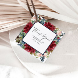 Burgundy Navy Blommigt Tack Baby Shower Märkres Gåvor Etiketter