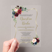 Burgundy Navy Blue Blommigt Spain Nuestra Boda