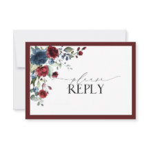 Burgundy Navy Blue Blommigt Watercolor Script OSA