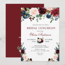 Burgundy Navy Blue  Flowers MÖHIPPA LUNCHEON Inbjudningar