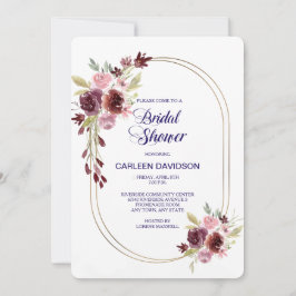 Burgundy Navy Blue Ro Blommigt Möhippa Inbjudningar