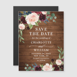 Burgundy Navy Blue Save Date Magnetic Card