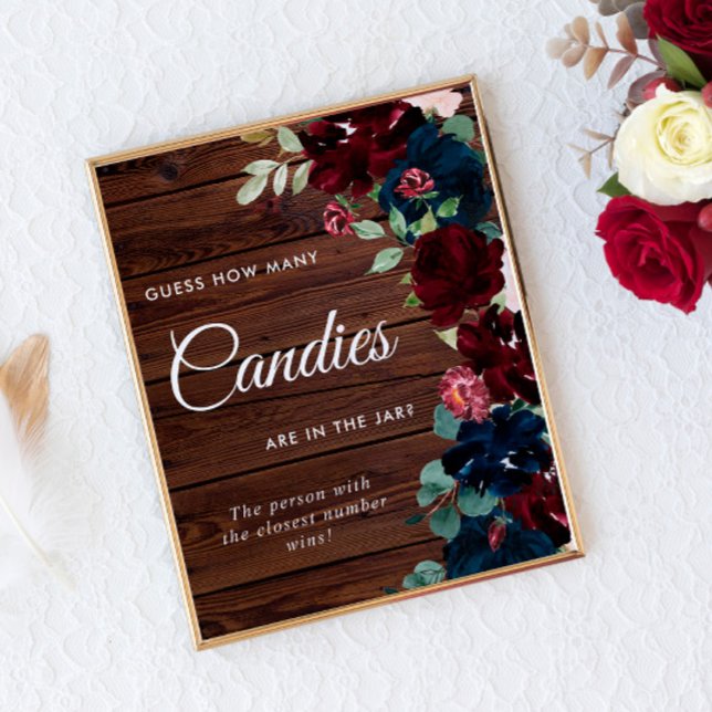 Burgundy & Navy Blue Wood Hur många kaniner signer Poster (Skapare uppladdad)