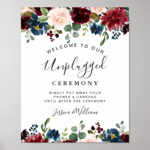 Burgundy Navy Blush Avstängd Bröllopsceremoni Poster
