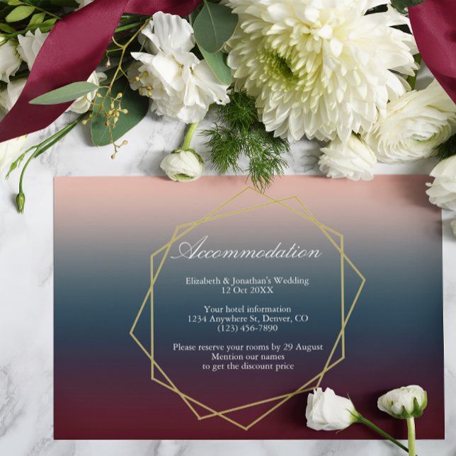 Burgundy Navy Blush Geometrisk Boende  Tilläggskort (Skapare uppladdad)