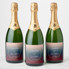 Burgundy Navy Blush Ombre Geometrisk Bröllop