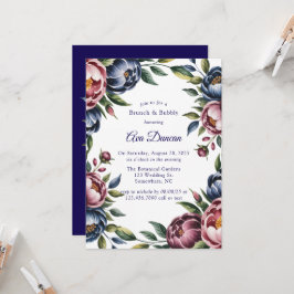 Burgundy Navy Blush Peony Brunch and Bubbly Inbjudningar
