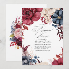 Burgundy, Navy & Blush Vin Tema Övningsmiddag Inbjudningar