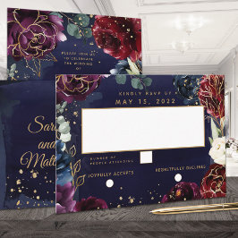 Burgundy Navy Bröllop No Meal Choice OSA Kort