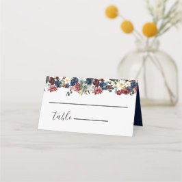 Burgundy Navy Bröllop Place Card Placeringskort