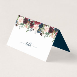 Burgundy Navy Bröllop Place Cards Visitkort