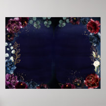 Burgundy Navy Bröllop Poster tomt 40 x 30 tum