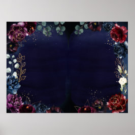 Burgundy Navy Bröllop Poster tomt 40 x 30 tum