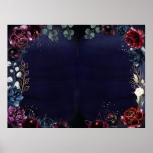 Burgundy Navy Bröllop Poster tomt 40 x 30 tum