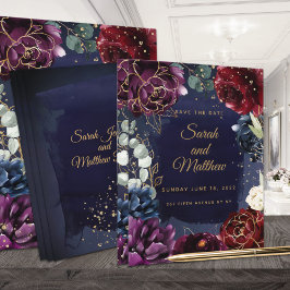 Burgundy Navy Bröllop spara datum Spara Datumet