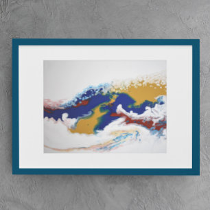 Burgundy Navy Fluid Marble Acrylic Art Abstrakt Poster