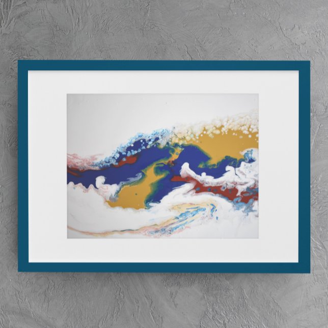 Burgundy Navy Fluid Marble Acrylic Art Abstrakt Poster (Skapare uppladdad)