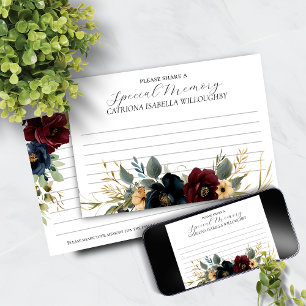 Burgundy Navy Funeral Memorial ett minneskort Inbjudningar