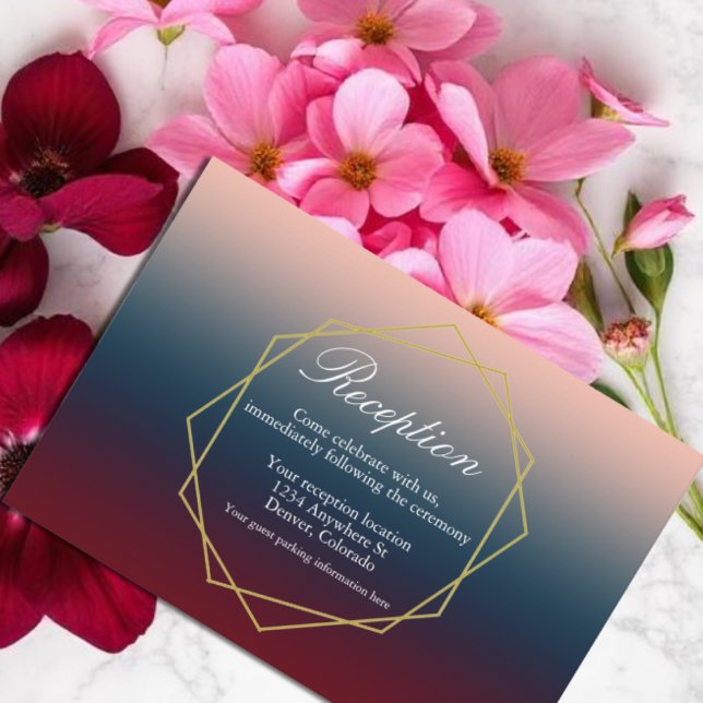 Burgundy Navy  Geometric WedReception Tilläggskort (Skapare uppladdad)