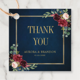 Burgundy Navy Guld Geometric Tack Gåvor Etiketter