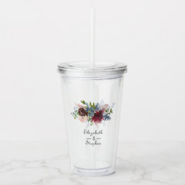 Burgundy, Navy och Blush Rosa Bröllop Take Away Mugg
