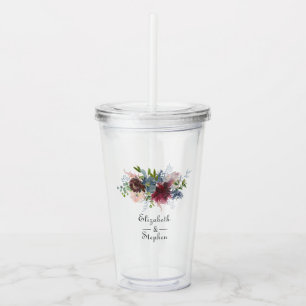 Burgundy, Navy och Blush Rosa Bröllop Take Away Mugg