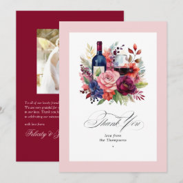 Burgundy, Navy och Blush Vinprovning Bröllop Tack Kort