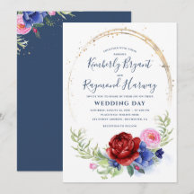 Burgundy Navy  och Guld Blommigt Rustic Bröllop