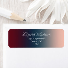Burgundy Navy  Ombre Bröllop Returadress Etikett