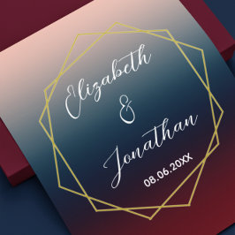 Burgundy Navy  Ombre Geometric Bröllop Poster