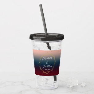 Burgundy Navy  Ombre Geometric Bröllop Take Away Mugg