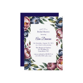 Burgundy Navy  Peony Möhippa Inbjudningar