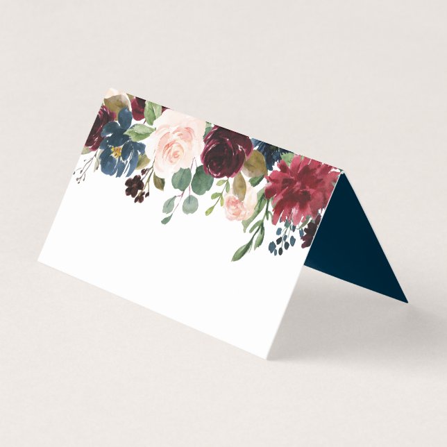 Burgundy Navy Place Cards Visitkort (Framsida)