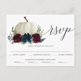 Burgundy Navy Pumpkin Bröllop OSA Postcard Vykort