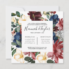 Burgundy Navy Rehearsal Dinner Call Inbjudningar