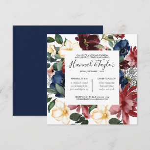 Burgundy Navy Rehearsal Dinner Call Inbjudningar