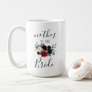 Burgundy Navy Rosa Blommigt Budens mamma 15oz Kaffemugg