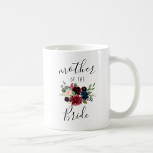 Burgundy Navy Rosa Blommigt Budens mamma Gift Kaffemugg