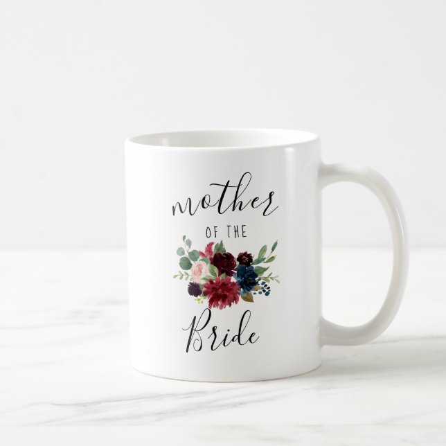 Burgundy Navy Rosa Blommigt Budens mamma Gift Kaffemugg (Höger)