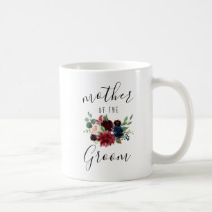 Burgundy Navy Rosa Blommigt Mor i Groom Gift Kaffemugg