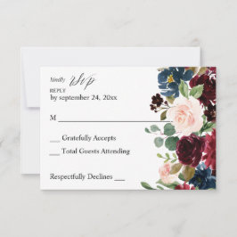 Burgundy & Navy, Rosa Blommigt no Meal OSA kort