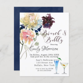 Burgundy Navy Rosa Peony Brunch & Bubbly Inv Inbjudningar