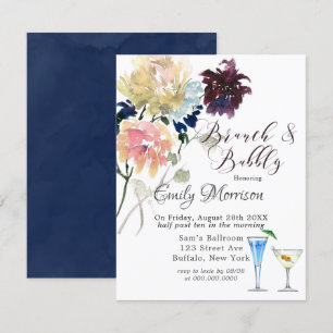 Burgundy Navy  Rosa Peony Brunch & Bubbly Inv Inbjudningar