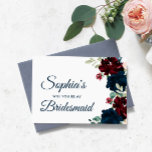 Burgundy & Navy Rustic Bridesmaid Frieri Vykort<br><div class="desc">*** Ange H078 i butikssökningen för att hitta alla matchande objekt *** Eller gå till vår Burgundy & Navy Blåa blommor Rustic Möhippa Collection. *** Den här högkvalitativa designen är enkel att anpassa för att matcha bröllop färg, stilar och tema. Om du vill göra ytterligare anpassningar klickar du på länken...</div>